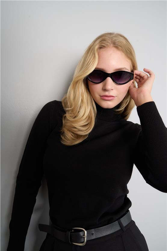 Çetinkaya Miramira Balıkçı Yaka Siyah Triko