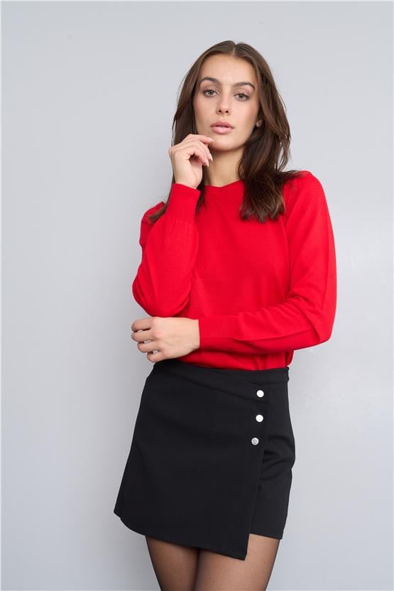 Çetinkaya Miramira Bayan Bisiklet Yaka Kırmızı Triko