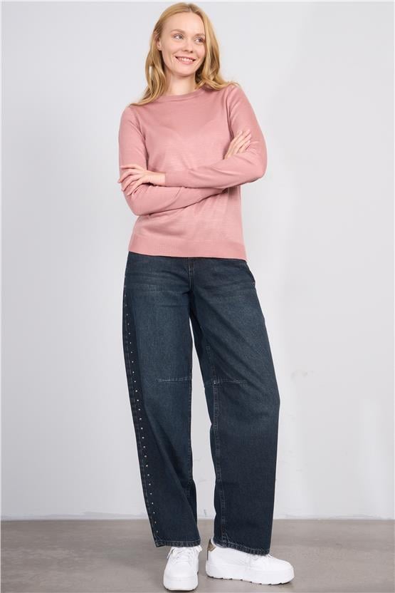 Çetinkaya Miramira Bisiklet Yaka Gül Kurusu Triko