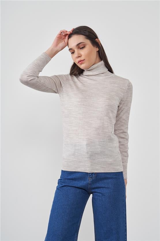 Çetinkaya Miramira Bisiklet Yaka Kar Melanj Triko