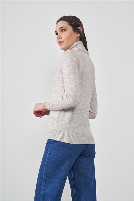 Çetinkaya Miramira Bisiklet Yaka Kar Melanj Triko