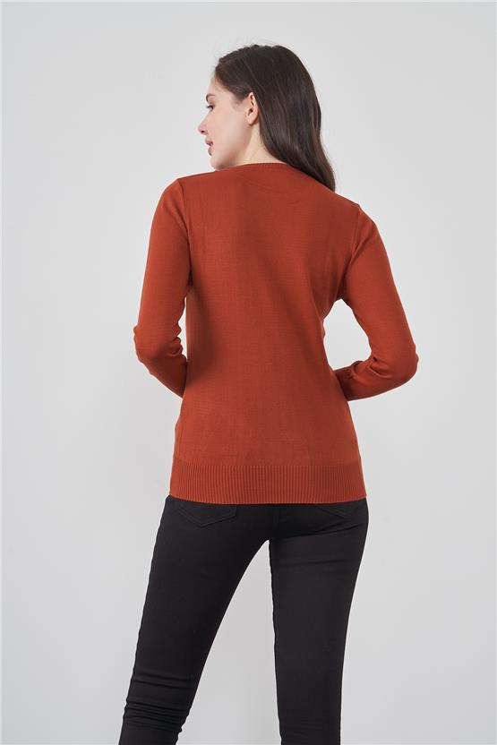 Çetinkaya Miramira Bisiklet Yaka Kiremit Triko