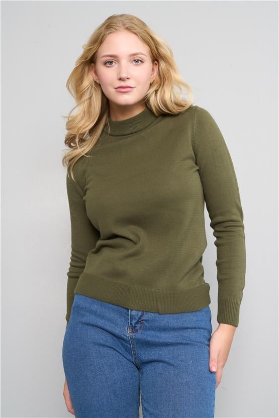 Çetinkaya Miramira 2254 Dik Yaka Haki Triko