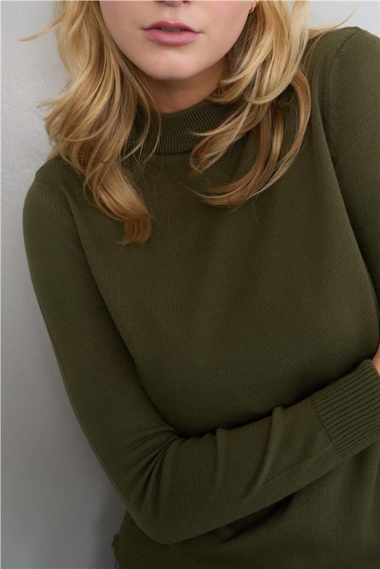 Çetinkaya Miramira 2254 Dik Yaka Haki Triko