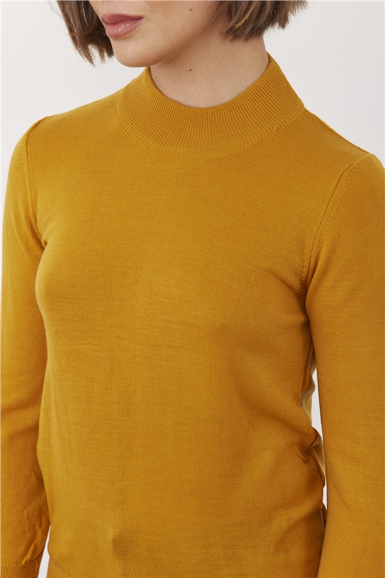 Çetinkaya Miramira 2254 Dik Yaka Hardal Triko