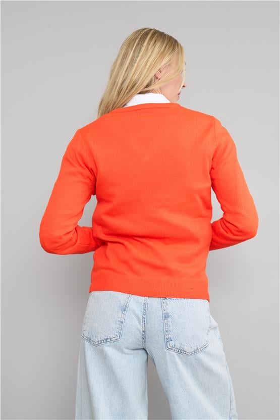 Çetinkaya Miramira Kadın V Yaka Mercan Kazak