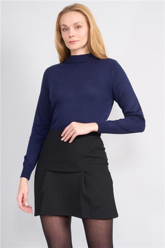 Çetinkaya Miya Mira 2254 Bayan Dik Yaka Koyu Lacivert Triko