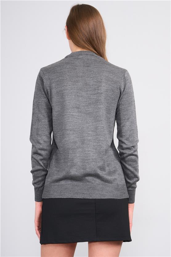 Çetinkaya Miya Mira 2254 Bayan Dik Yaka Koyu Grimelanj Triko