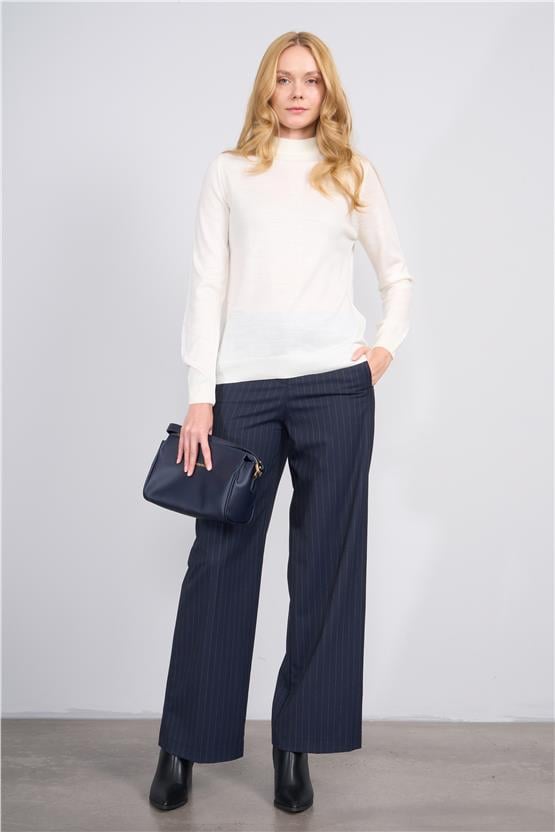 Çetinkaya Miya Mira 2254 Bayan Dik Yaka Koyu Krem Triko