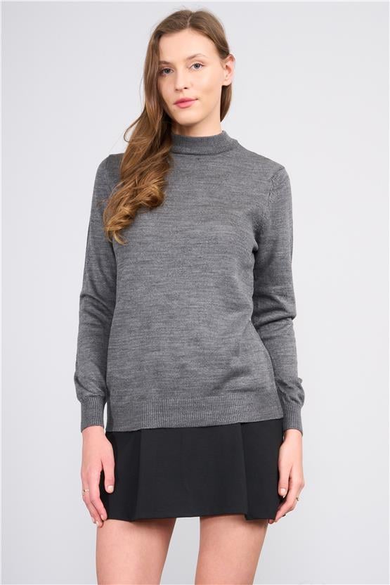 Çetinkaya Miya Mira 2254 Bayan Dik Yaka Koyu Grimelanj Triko