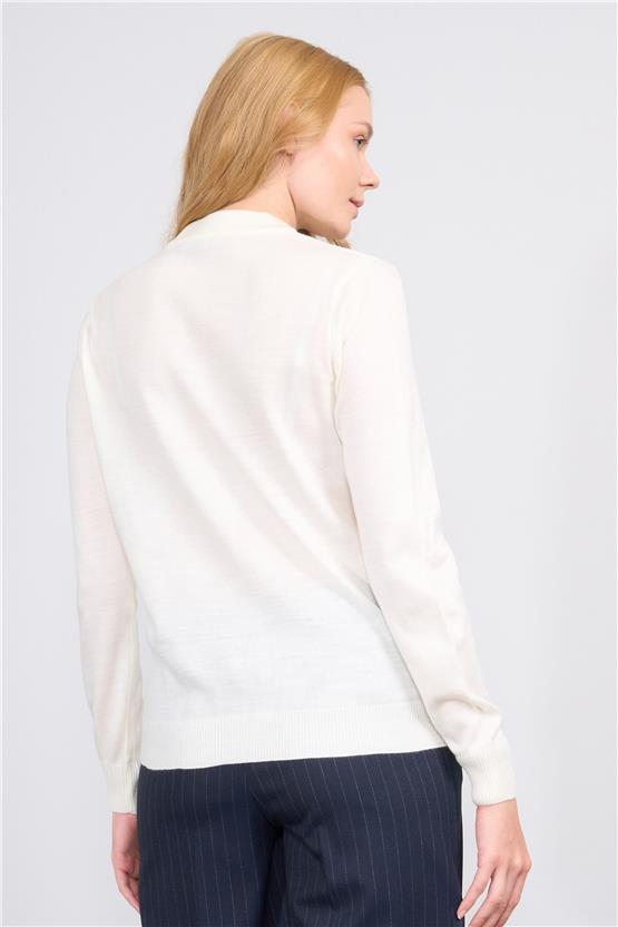 Çetinkaya Miya Mira 2254 Bayan Dik Yaka Koyu Krem Triko