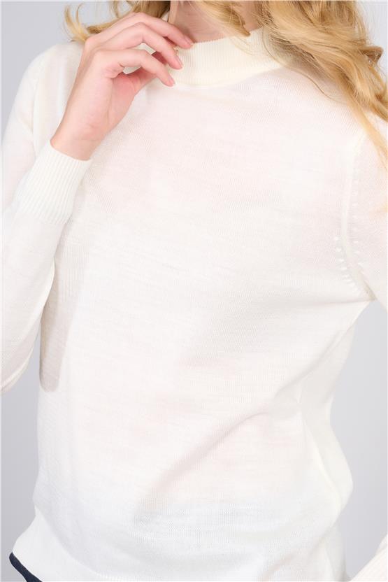 Çetinkaya Miya Mira 2254 Bayan Dik Yaka Koyu Krem Triko