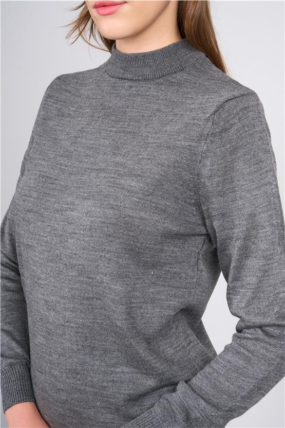 Çetinkaya Miya Mira 2254 Bayan Dik Yaka Koyu Grimelanj Triko