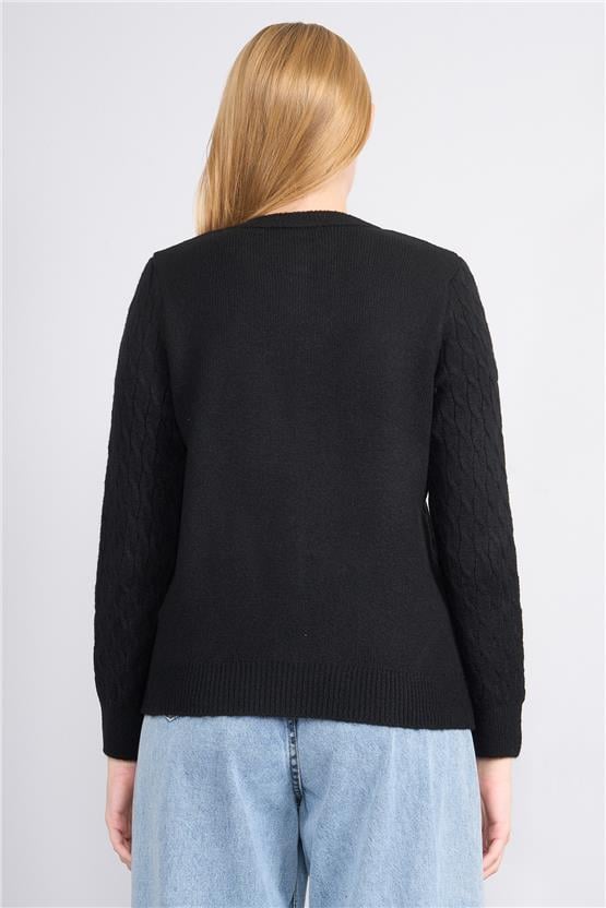 Çetinkaya Miya Mira 2314 Kadın Bisiklet Yaka Akrilik Triko Hırka Siyah