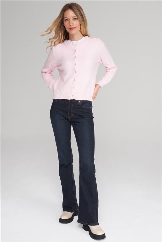 Çetinkaya Miya Mira 2315 Kadın Bisiklet Yaka Akrilik Triko Hırka Ekru