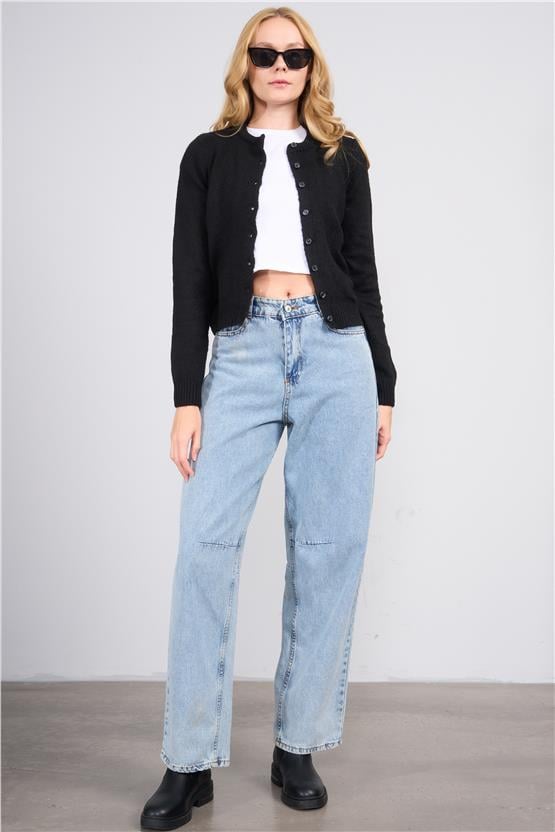 Çetinkaya Miya Mira 2315 Kadın Bisiklet Yaka Akrilik Triko Hırka Siyah