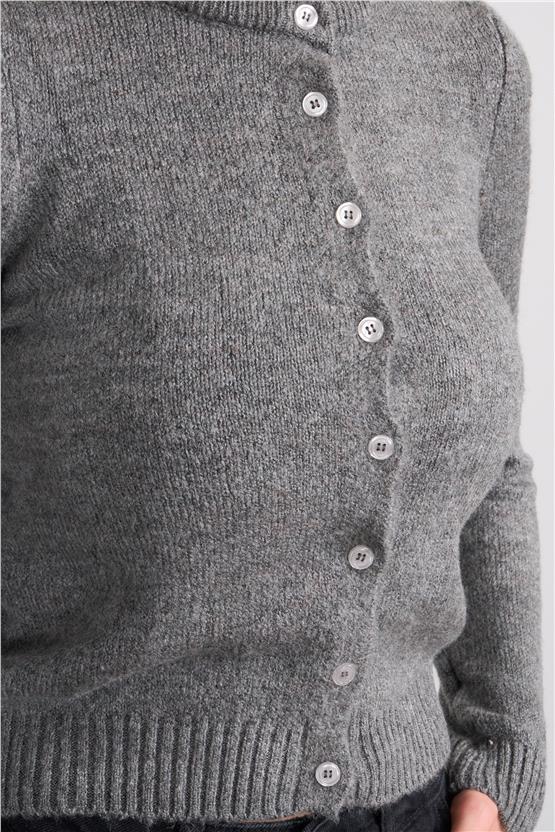 Çetinkaya Miya Mira 2315 Kadın Bisiklet Yaka Akrilik Triko Hırka Grimelanj