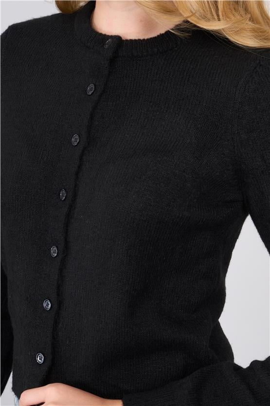 Çetinkaya Miya Mira 2315 Kadın Bisiklet Yaka Akrilik Triko Hırka Siyah