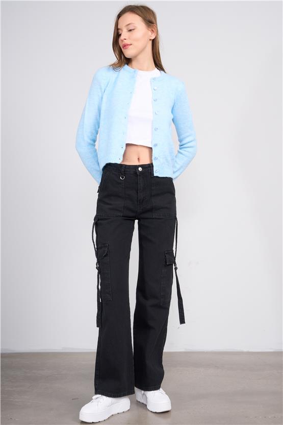 Çetinkaya Miya Mira 2315 Kadın Bisiklet Yaka Akrilik Triko Hırka Açık Mavi