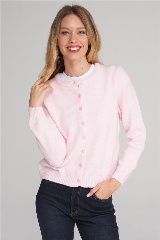 Çetinkaya Miya Mira 2315 Kadın Bisiklet Yaka Akrilik Triko Hırka Ekru