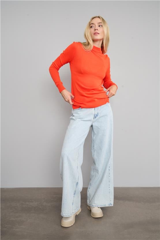 Çetinkaya Miyamira 2254 Dik Yaka Basic Triko Mercan