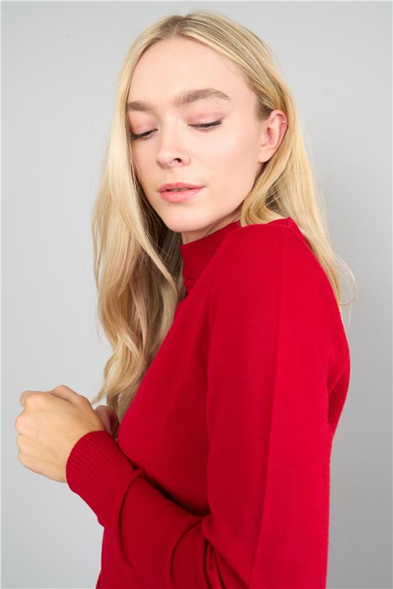 Çetinkaya Miyamira 2254 Dik Yaka Basic Triko Kırmızı