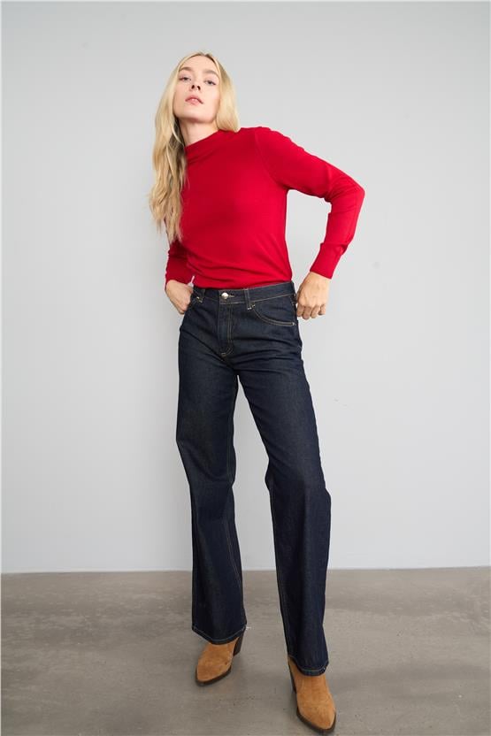 Çetinkaya Miyamira 2254 Dik Yaka Basic Triko Kırmızı