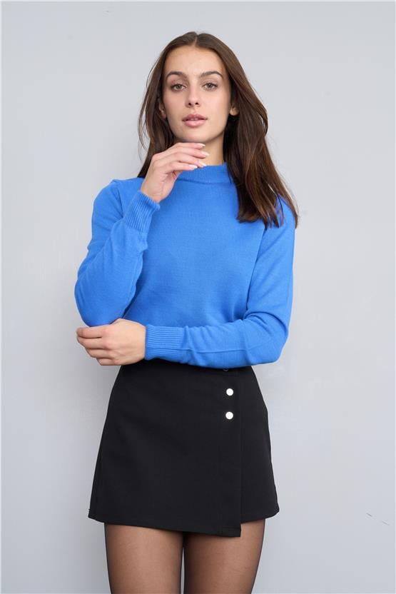 Çetinkaya Miyamira 2254 Dik Yaka Bebe Mavisi Triko