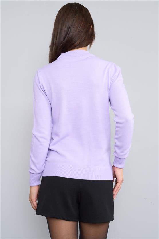 Çetinkaya Miyamira 2254 Dik Yaka Lila Triko