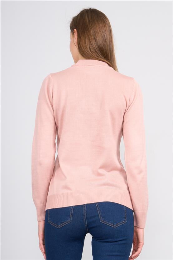 Çetinkaya Miyamira 2254  Dik Yaka Pudra Triko