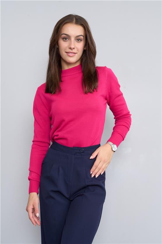Çetinkaya Miyamira 2254 Kadın Dik Yaka Triko Fuşya