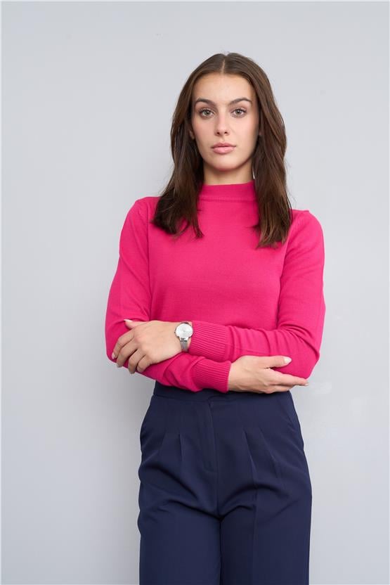 Çetinkaya Miyamira 2254 Kadın Dik Yaka Triko Fuşya