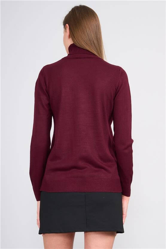 Çetinkaya Miyamira 2276 Balıkçı Yaka Mürdüm Kazak