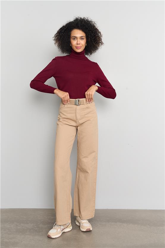 Çetinkaya MiyaMira 2276 Bayan Balıkçı Yaka Bordo Triko