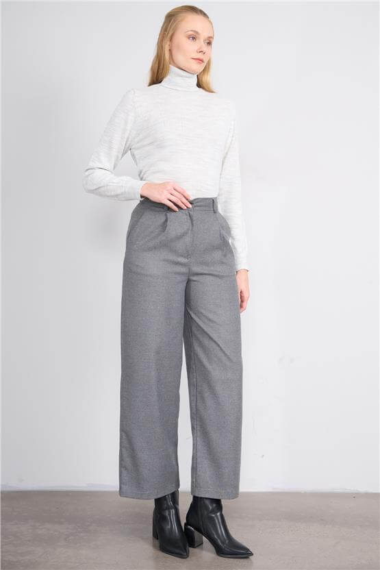 Çetinkaya MiyaMira 2276 Bayan Balıkçı Yaka Gri Triko