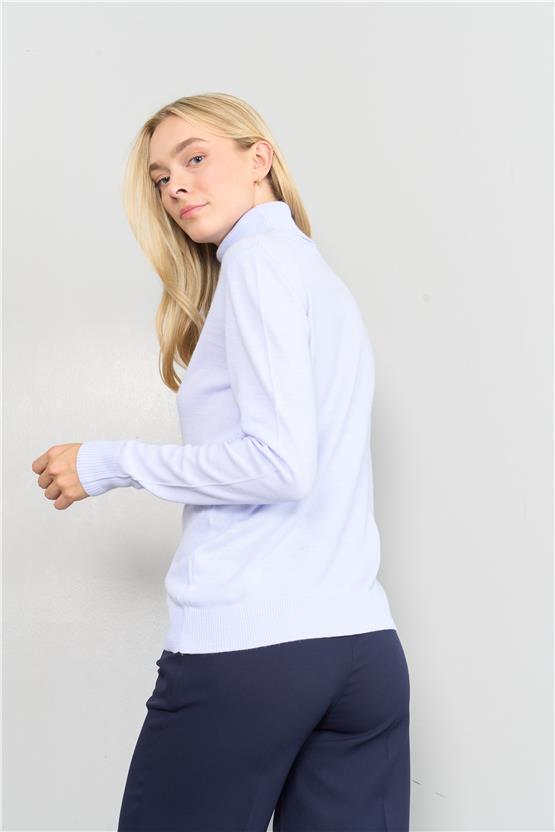 Çetinkaya MiyaMira 2276 Bayan Balıkçı Yaka Mavi-Lila Triko