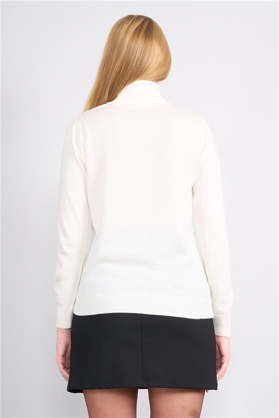 Çetinkaya MiyaMira 2276 Bayan Balıkçı Yaka Krem Triko