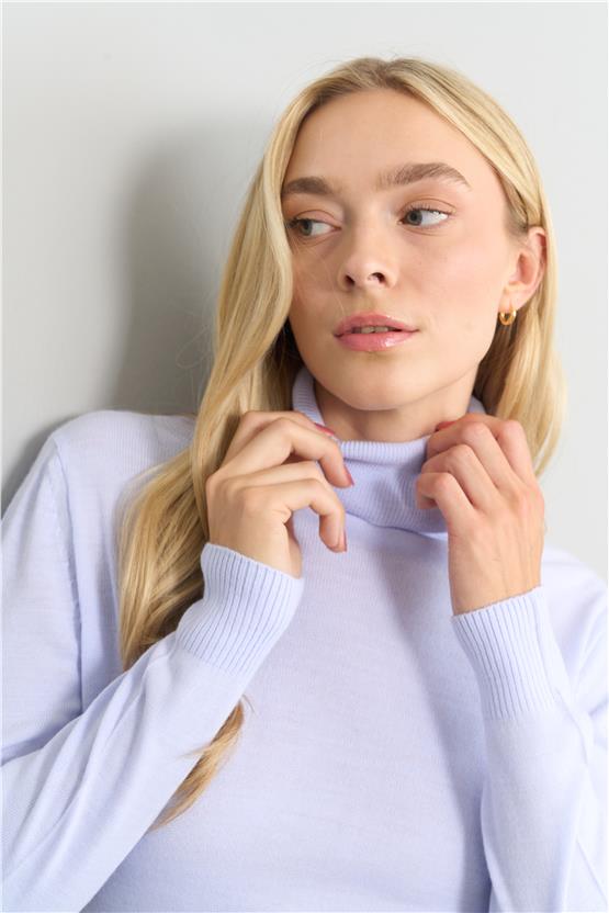 Çetinkaya MiyaMira 2276 Bayan Balıkçı Yaka Mavi-Lila Triko