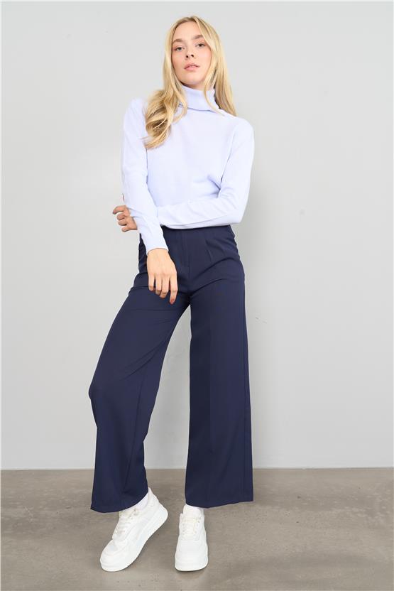 Çetinkaya MiyaMira 2276 Bayan Balıkçı Yaka Mavi-Lila Triko