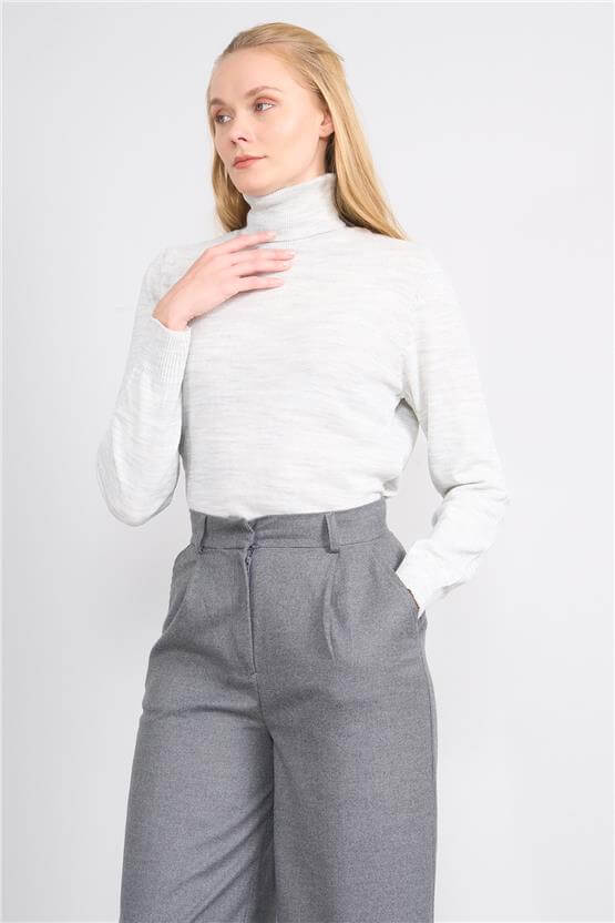 Çetinkaya MiyaMira 2276 Bayan Balıkçı Yaka Gri Triko