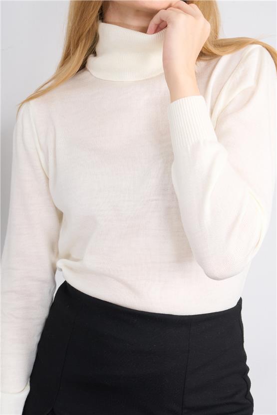 Çetinkaya MiyaMira 2276 Bayan Balıkçı Yaka Krem Triko