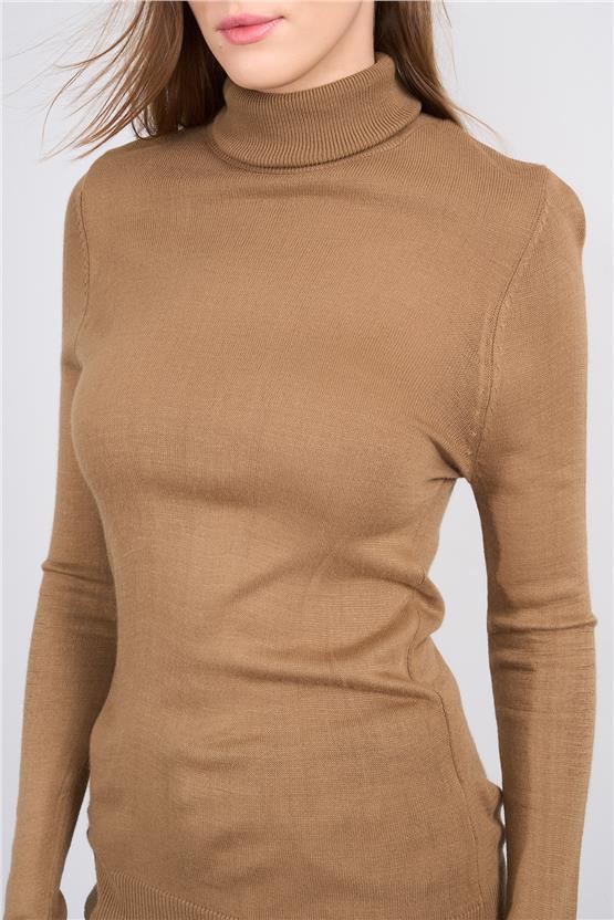 Çetinkaya MiyaMira 2276 Bayan Balıkçı Yaka Kahve Triko