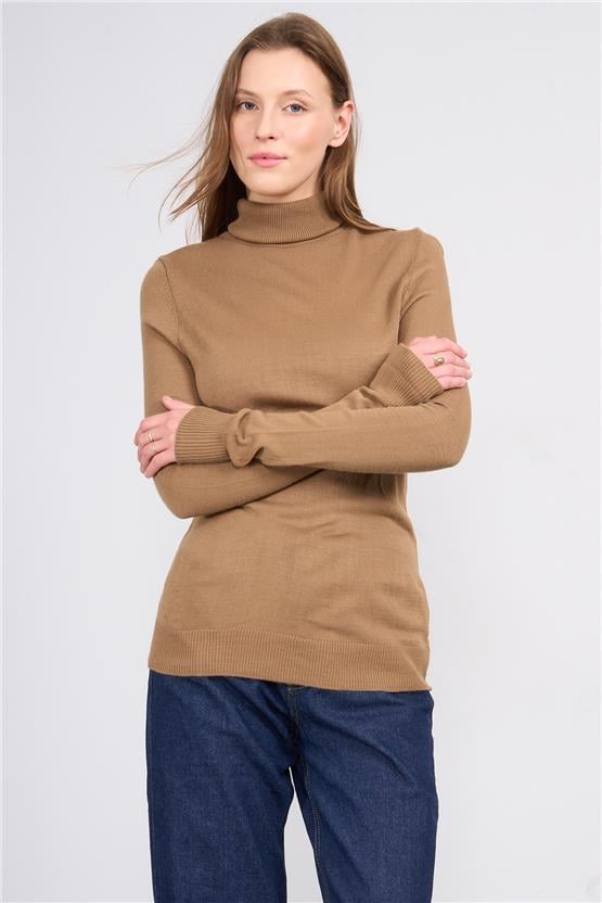 Çetinkaya MiyaMira 2276 Bayan Balıkçı Yaka Kahve Triko