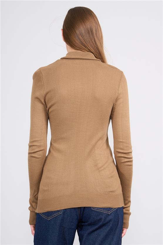 Çetinkaya MiyaMira 2276 Bayan Balıkçı Yaka Kahve Triko