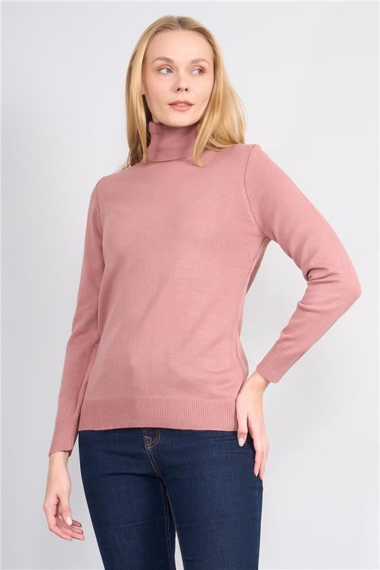 Çetinkaya Miyamira 2276 Kadın Balıkçı Yaka Gül Kurusu Triko