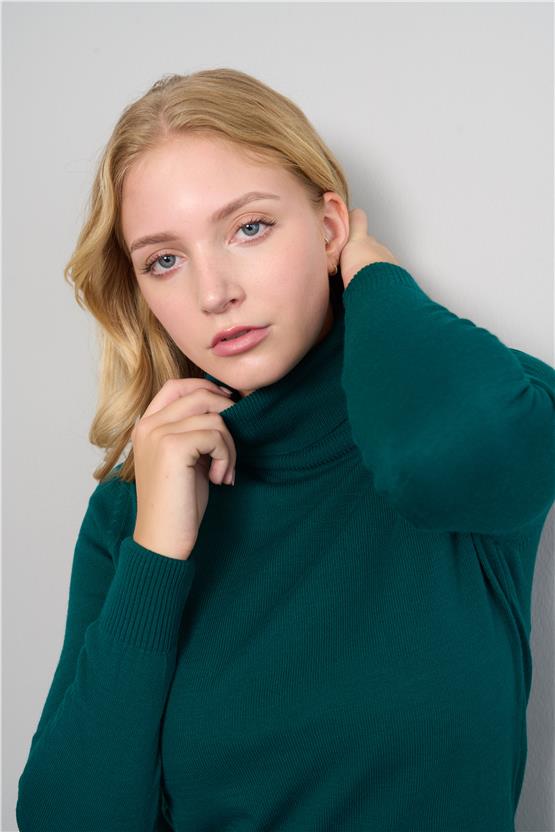 Çetinkaya Miyamira 2276 Kadın Balıkçı Yaka Yeşil Kazak