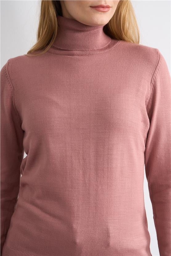 Çetinkaya Miyamira 2276 Kadın Balıkçı Yaka Gül Kurusu Triko