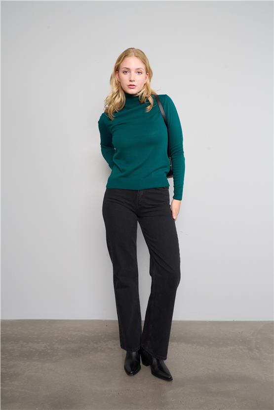 Çetinkaya Miyamira 2276 Kadın Balıkçı Yaka Yeşil Kazak