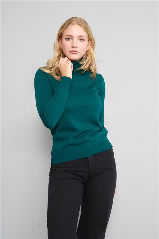 Çetinkaya Miyamira 2276 Kadın Balıkçı Yaka Yeşil Kazak