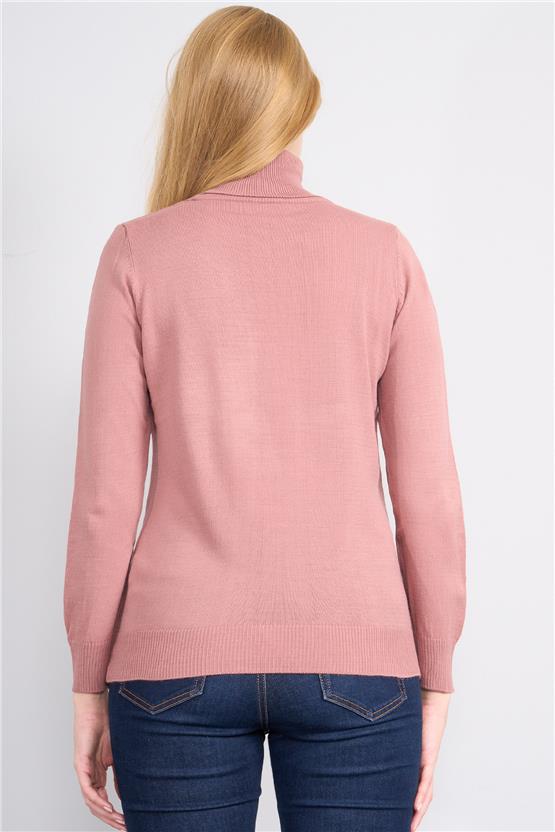 Çetinkaya Miyamira 2276 Kadın Balıkçı Yaka Gül Kurusu Triko